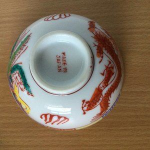 Vintage dragon and phoenix porcelain bowl made in Japan